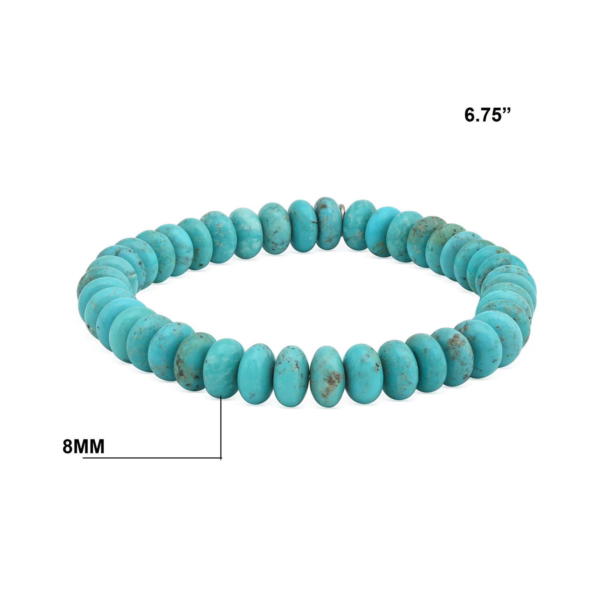 Sterling Silver Kingman Turquoise Bead Stretch Bracelet