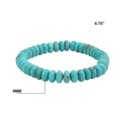Sterling Silver Kingman Turquoise Bead Stretch Bracelet