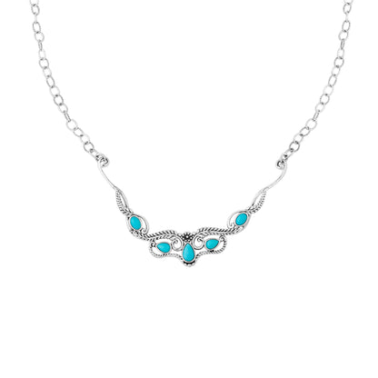 Sterling Silver Kingman Turquoise Feather Statement Necklace