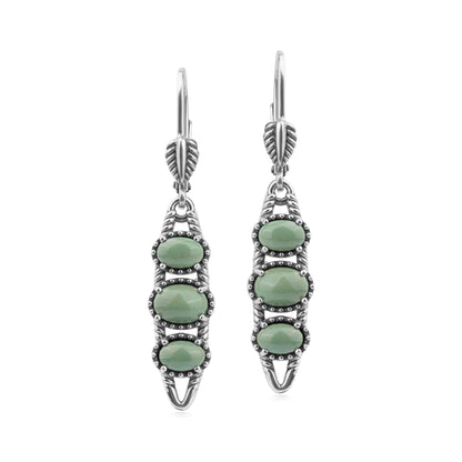 EXCLUSIVELY OURS! Sterling Silver Green Turquoise Friendship Lever Back Dangle Earrings