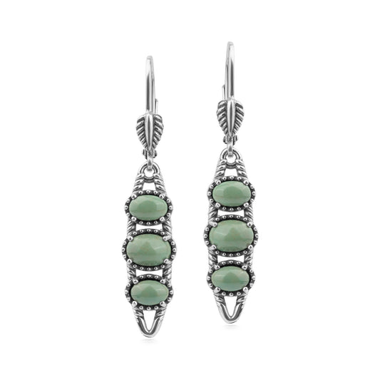 EXCLUSIVELY OURS! Sterling Silver Green Turquoise Friendship Lever Back Dangle Earrings
