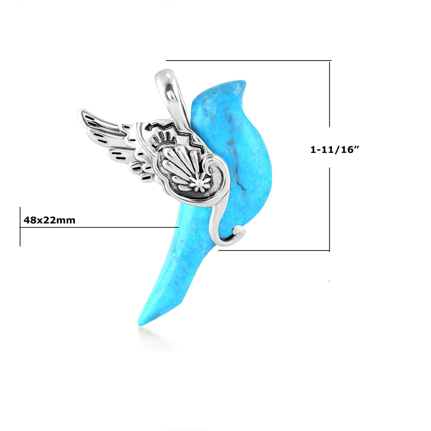 Sterling Silver Kingman Turquoise Spirit Bird Pendant Enhancer