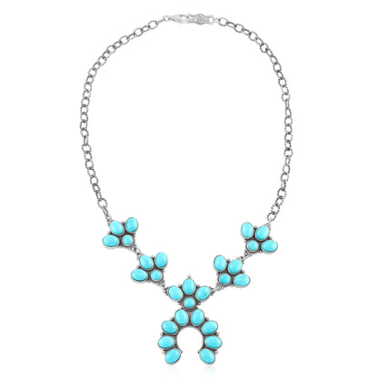 Sterling Silver Kingman Turquoise Cluster Naja Necklace, 18 Inches