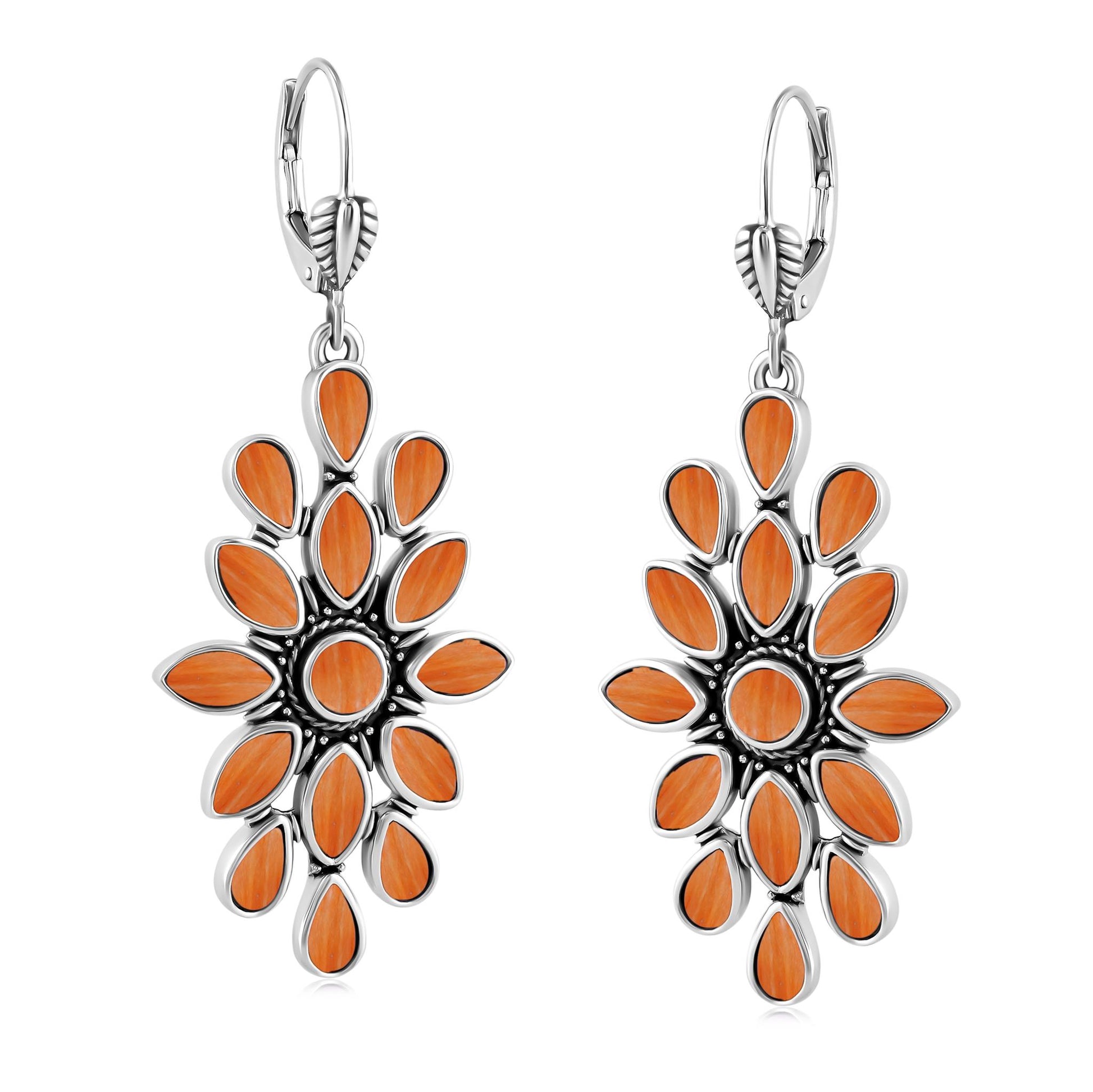 EXCLUSIVELY OURS! Sterling Silver Orange Spiny Oyster Cluster Dangle Earrings