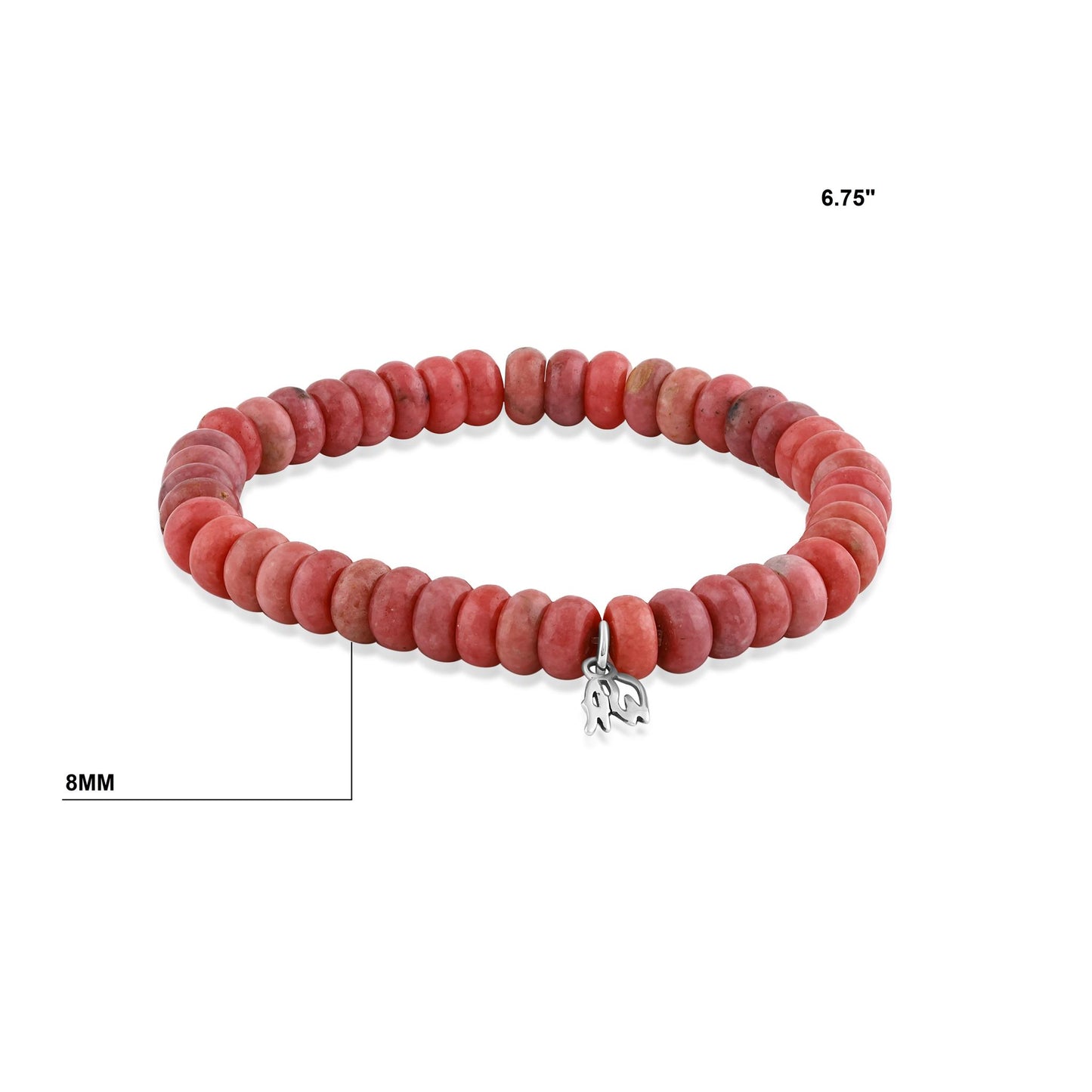 EXCLUSIVELY OURS! Sterling Silver Rhodonite Bead Stretch Bracelet, Sizes Small to Large