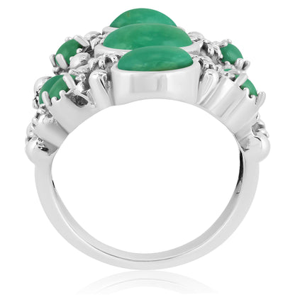 EXCLUSIVELY OURS! Sterling Silver Green Turquoise 9-Stone Cluster Ring, Sizes 5 to 10