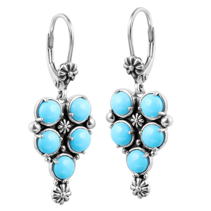 EXCLUSIVELY OURS! Sterling Silver Sleeping Beauty Turquoise Concha Cluster Lever Back Earrings