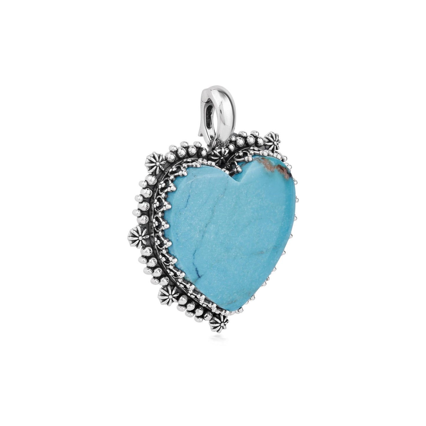 EXCLUSIVELY OURS! Sterling Silver Kingman Turquoise Heart Pendant Enhancer