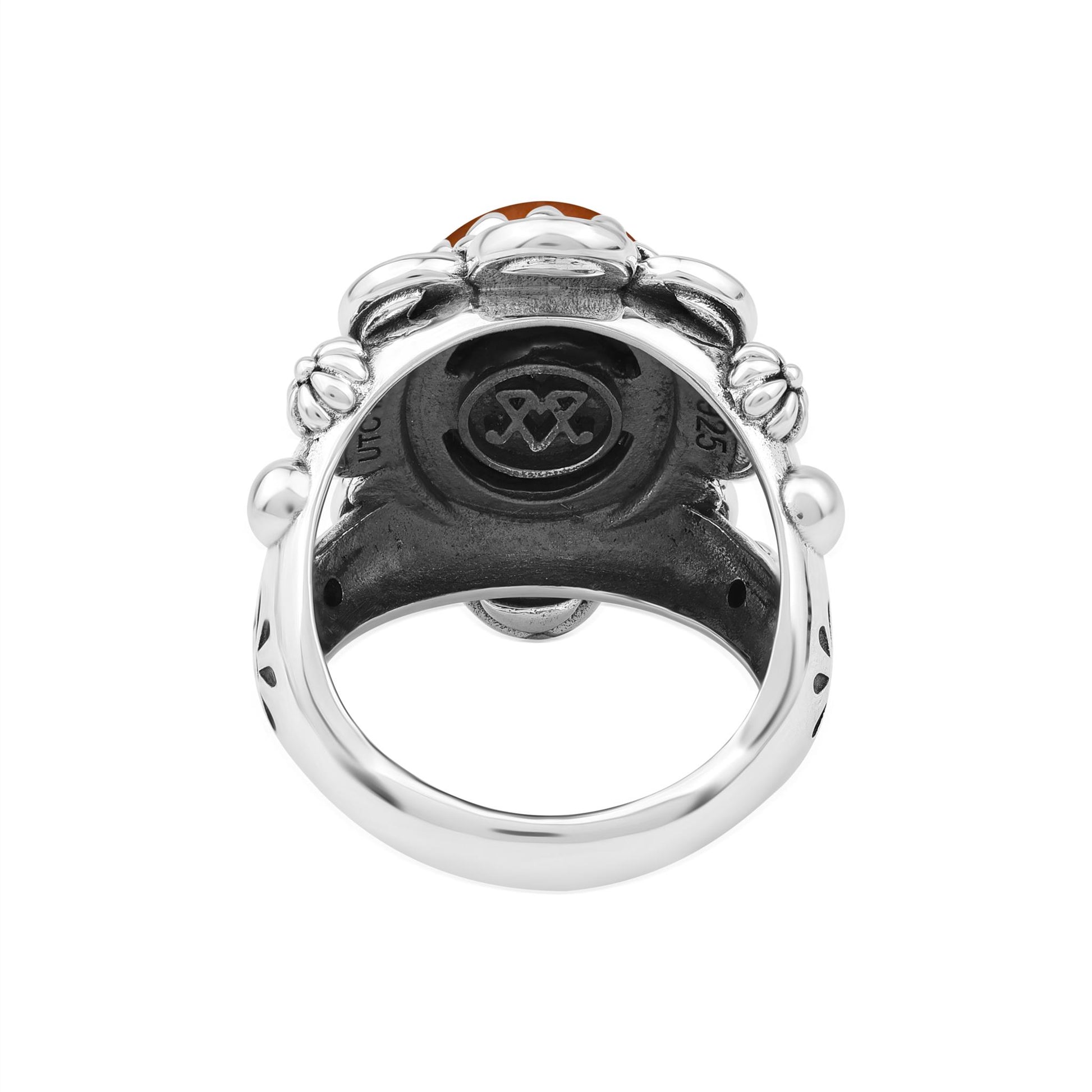 Sterling Silver Orange Spiny Oyster Oval Scallop Ring