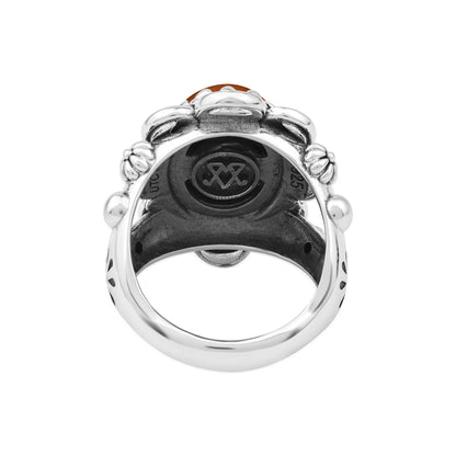 Sterling Silver Orange Spiny Oyster Oval Scallop Ring