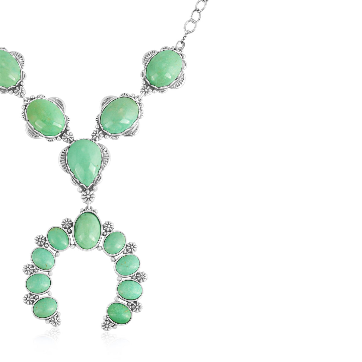 Sterling Silver Green Turquoise V-Shaped Naja Necklace