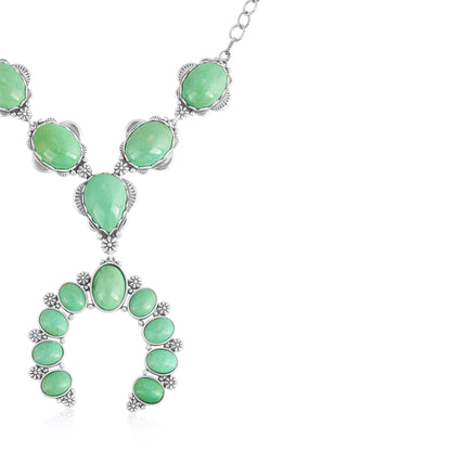 Sterling Silver Green Turquoise V-Shaped Naja Necklace