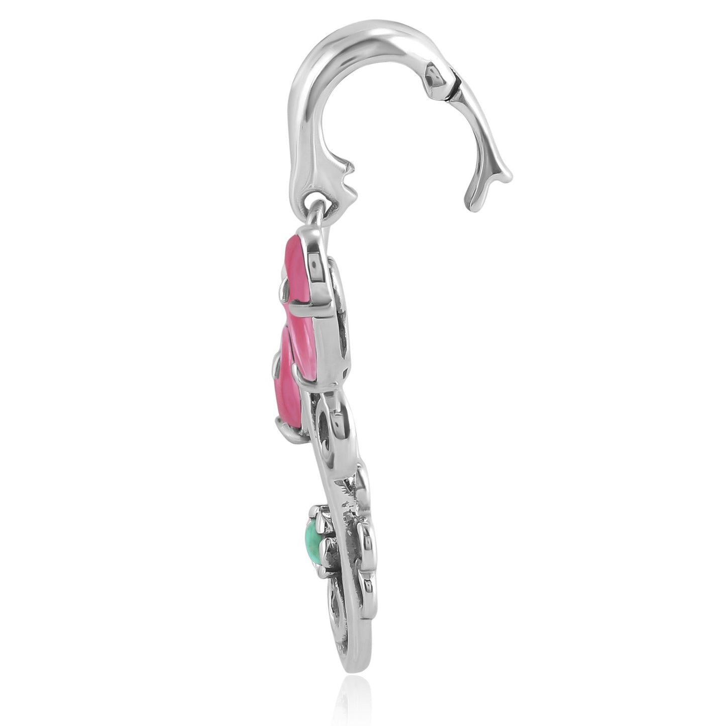 Sterling Silver Pink Shell and Variscite Fritz Casuse Dragonfly Pendant Enhancer