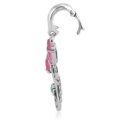 Sterling Silver Pink Shell and Variscite Fritz Casuse Dragonfly Pendant Enhancer