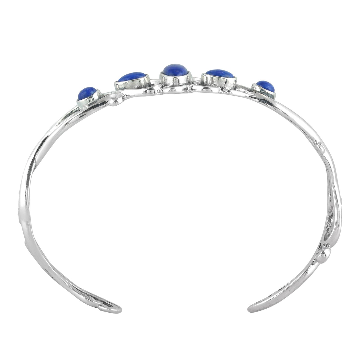 EXCLUSIVELY OURS! Sterling Silver Denim Lapis Open Filigree Cuff Bracelet, Sizes Small to Large