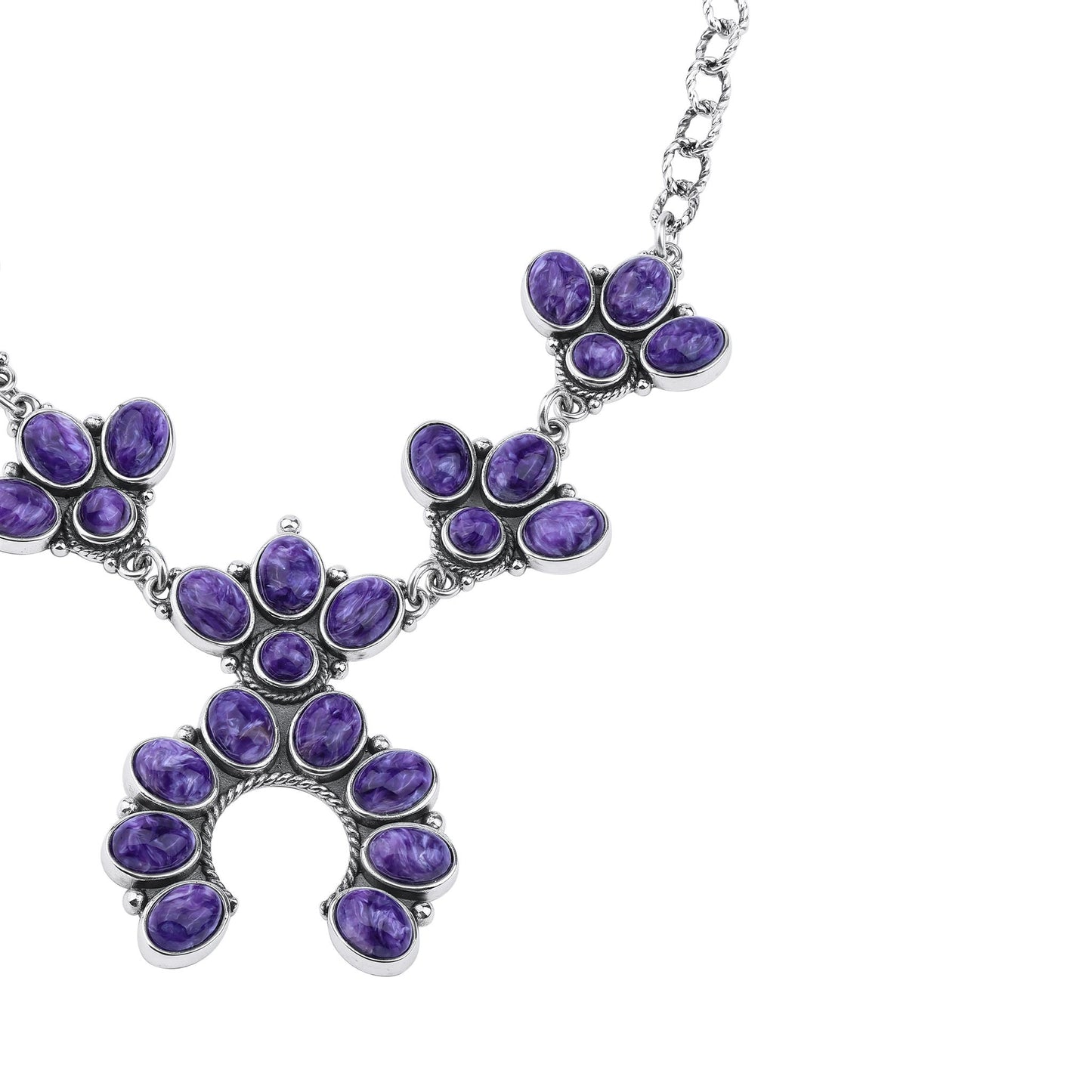 LIMITED EDITION! Sterling Silver Charoite Cluster Naja Necklace, 18 Inches