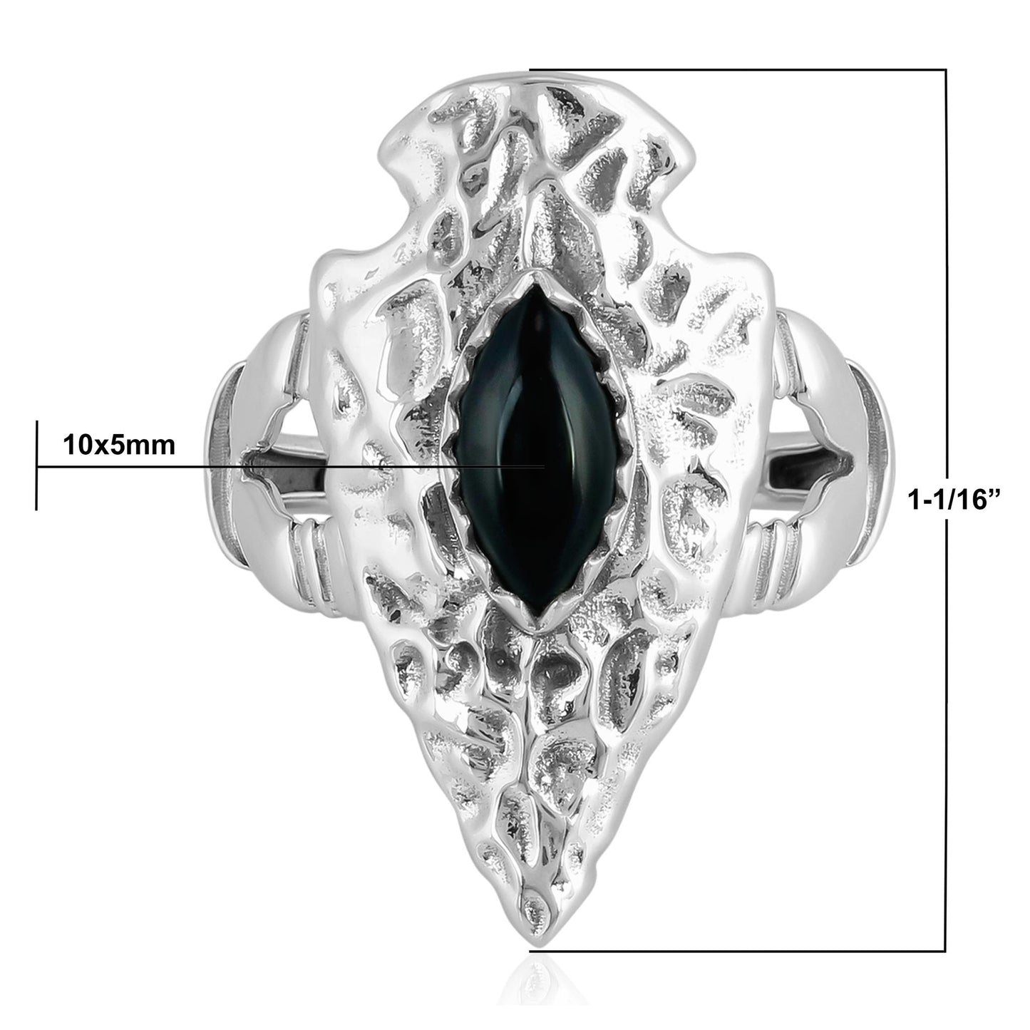 EXCLUSIVELY OURS! Sterling Silver Black Onyx Fritz Casuse Arrowhead Ring Sizes 5 to 10