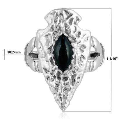 EXCLUSIVELY OURS! Sterling Silver Black Onyx Fritz Casuse Arrowhead Ring Sizes 5 to 10