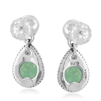 EXCLUSIVELY OURS! Sterling Silver Green Turquoise Pear-Cut Dangle Earrings