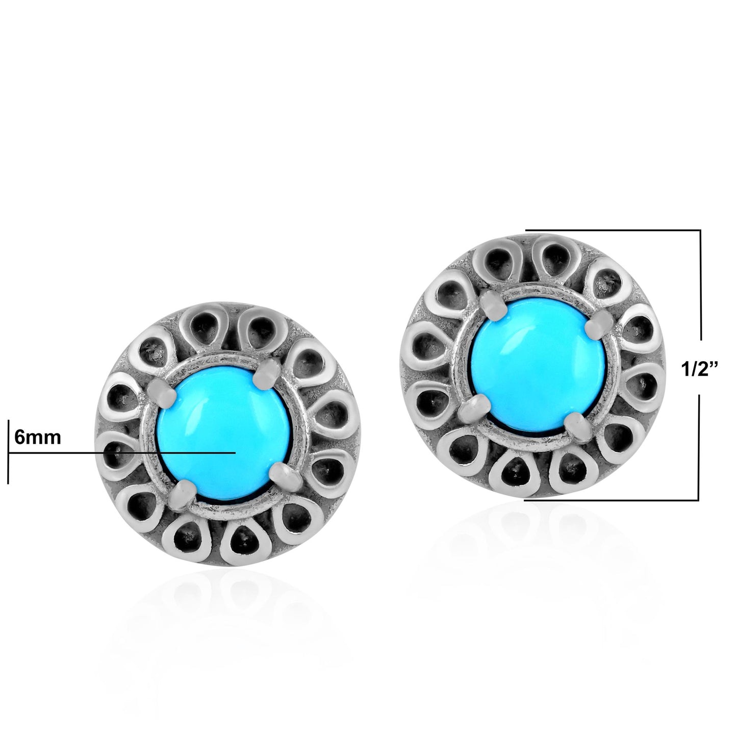 EXCLUSIVELY OURS! Sterling Silver Sleeping Beauty Turquoise Sunburst Stud Earrings
