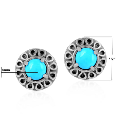 EXCLUSIVELY OURS! Sterling Silver Sleeping Beauty Turquoise Sunburst Stud Earrings