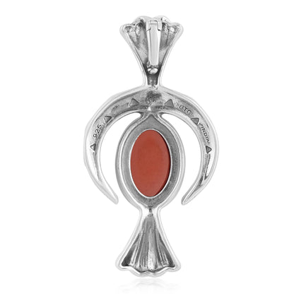 Sterling Silver Red Jasper Fritz Casuse Squash Blossom Naja Crescent Moon Pendant Enhancer