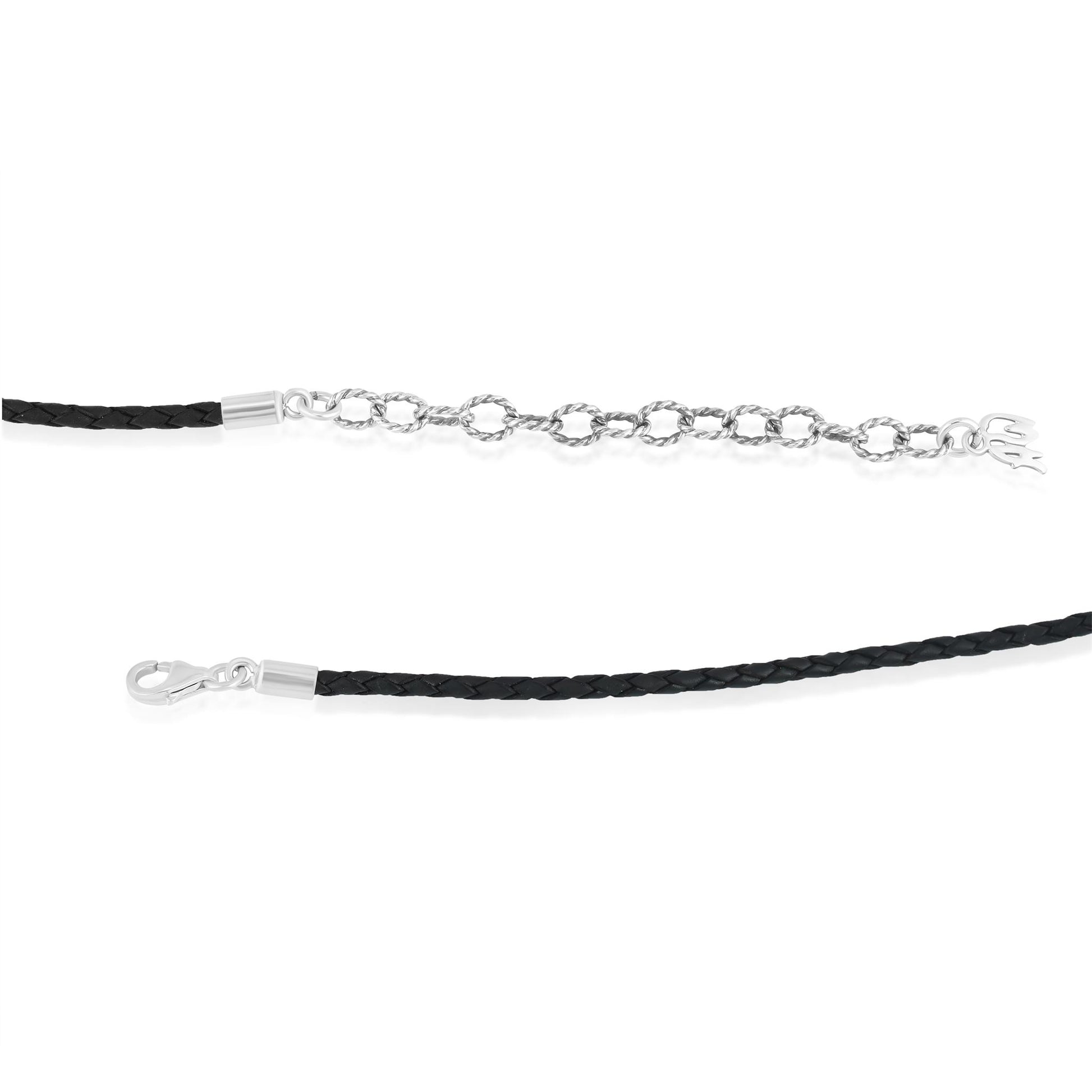 Sterling Silver Navy Leather Hope Feather Necklace