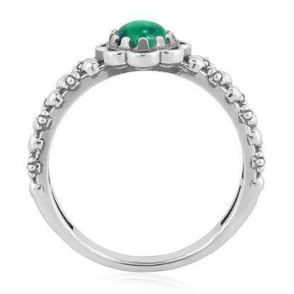 EXCLUSIVELY OURS! Sterling Silver Malachite Double Row Concha Flower Ring