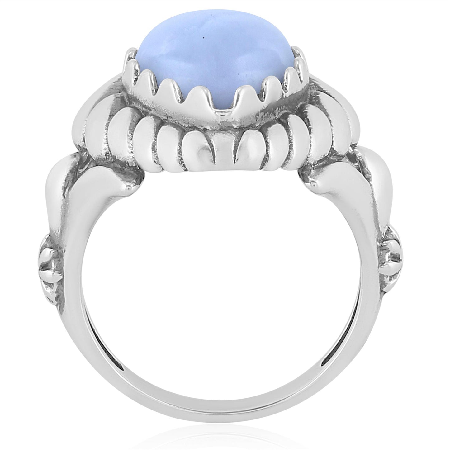 Sterling Silver Blue Lace Agate Pear Cut Rope Ring