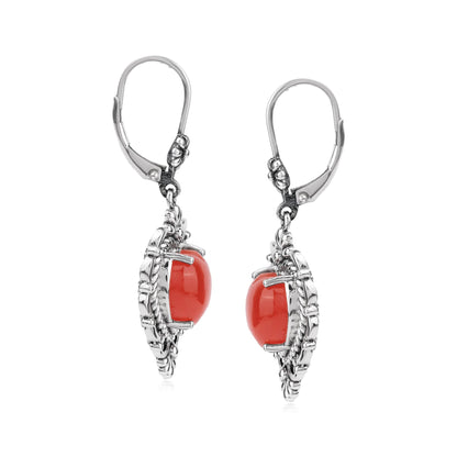 EXCLUSIVELY OURS! Sterling Silver Red Onyx Heart Lever Back Earrings