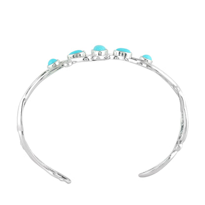 EXCLUSIVELY OURS! Sterling Silver Kingman Turquoise Open Filigree Cuff Bracelet, Sizes Small to Large