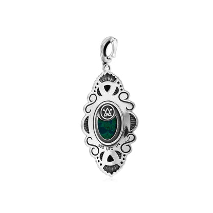 Sterling Silver Chrysocolla Oval and Trillion Gemstone Rope Pendant Enhancer 