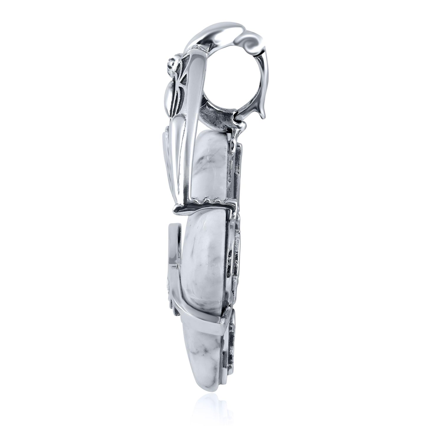 Sterling Silver White Howlite Rabbit "Trickster" Pendant Enhancer 