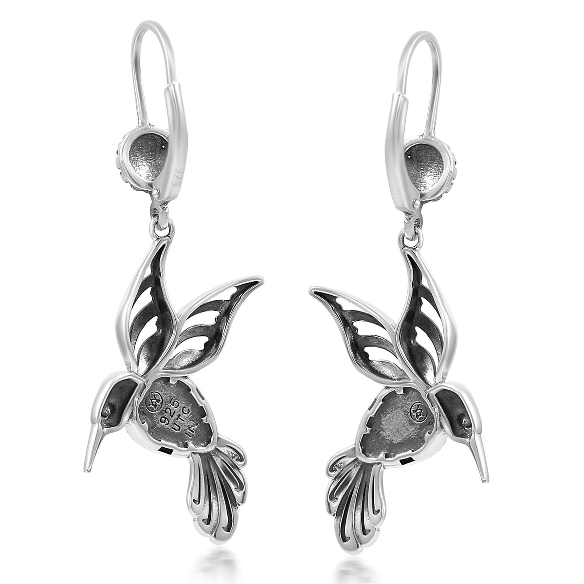 Sterling Silver Kingman Turquoise Hummingbird Earrings