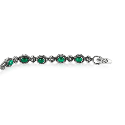 Sterling Silver Oval Malachite Tennis Bracelet