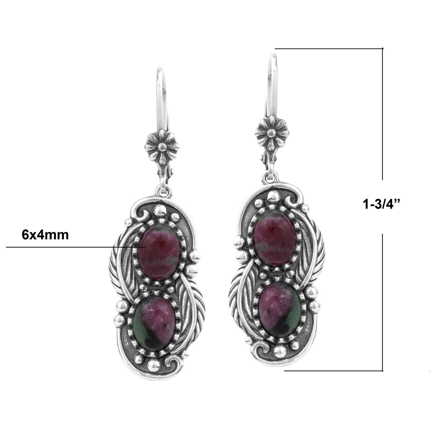 EXCLUSIVELY OURS! Sterling Silver Ruby Zoisite Double Oval Lever Back Earrings