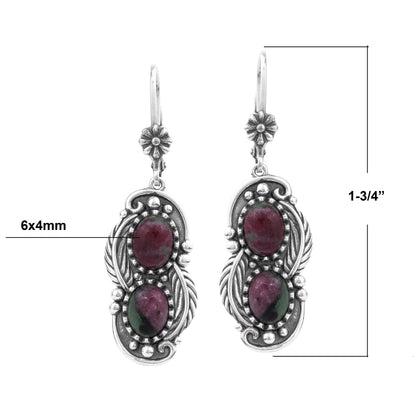 EXCLUSIVELY OURS! Sterling Silver Ruby Zoisite Double Oval Lever Back Earrings