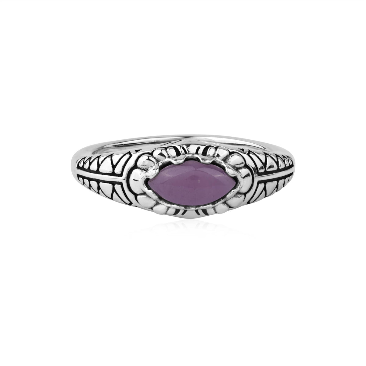 Sterling Silver Phosphosiderite Marquise Gemstone Etched Ring, Sizes 5 to 11