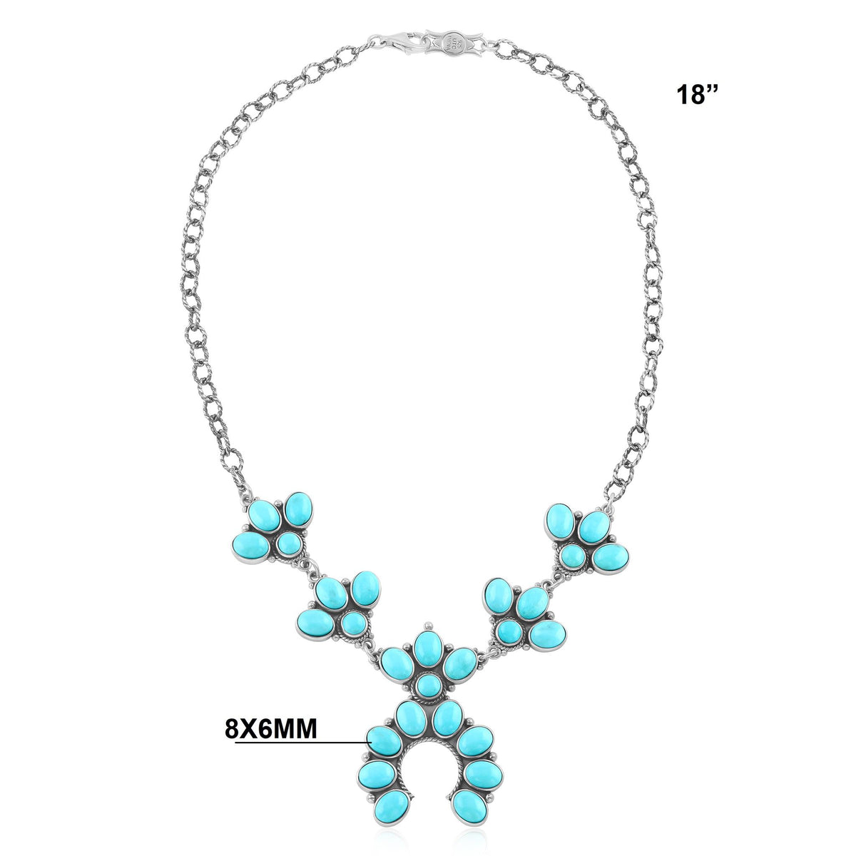 Sterling Silver Kingman Turquoise Cluster Naja Necklace, 18 Inches