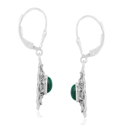 EXCLUSIVELY OURS! Sterling Silver Malachite Concha Dangle Earrings