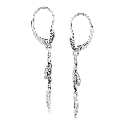 EXCLUSIVELY OURS! Sterling Silver Rope and Filigree Cross Lever Back Dangle Earrings