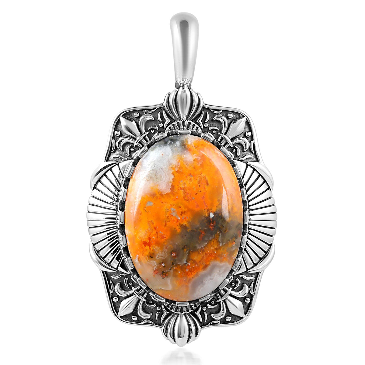 Sterling Silver Bumblebee Jasper Oval Pendant Enhancer