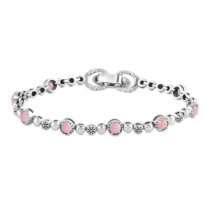EXCLUSIVELY OURS! Sterling Silver Pink Opal Round Beaded Bracelet, Sizes Small to Large