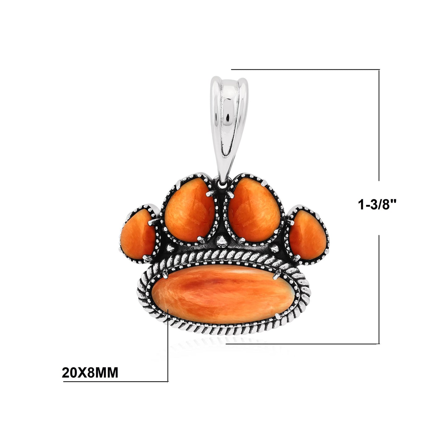 EXCLUSIVELY OURS! Sterling Silver Orange Spiny Oyster Pawprint Pendant Enhancer
