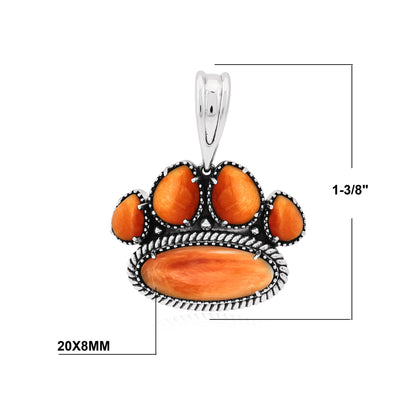 EXCLUSIVELY OURS! Sterling Silver Orange Spiny Oyster Pawprint Pendant Enhancer