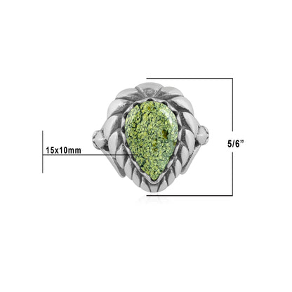 Sterling Silver Serpentine Pear Cut Rope Ring