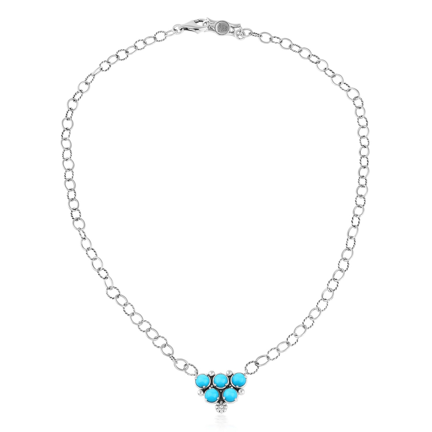 EXCLUSIVELY OURS! Sterling Silver Sleeping Beauty Turquoise Concha Cluster Oval Link Necklace, 20 Inches