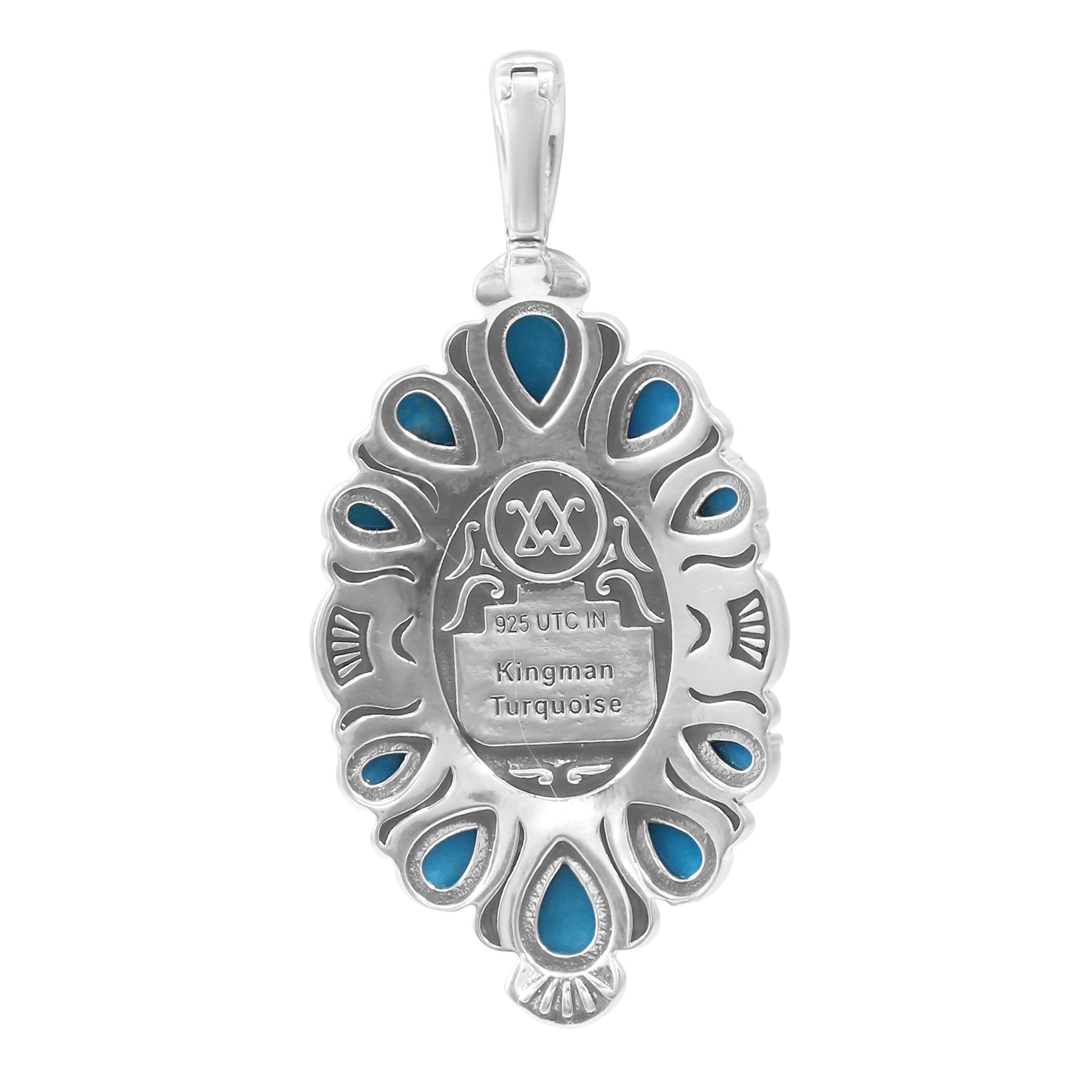 Sterling Silver Kingman Turquoise Oval and Pear Bold Pendant Enhancer