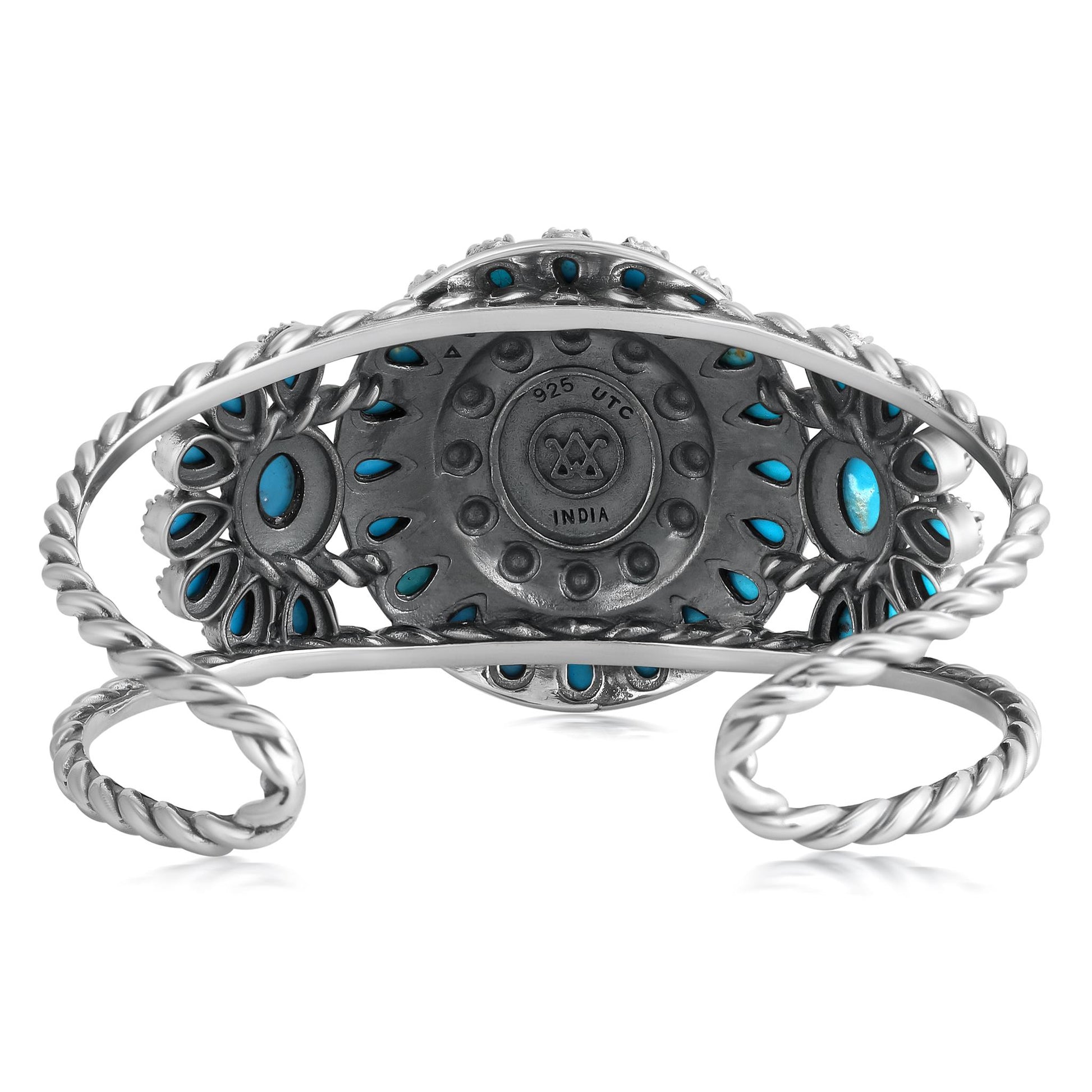 EXCLUSIVELY OURS! Sterling Silver Kingman Turquoise Bold Pear and Oval Cut Cuff Bracelet