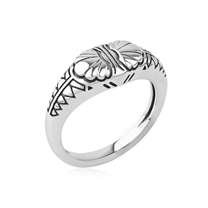 Sterling Silver Etched Ring, Sizes 5  and 6